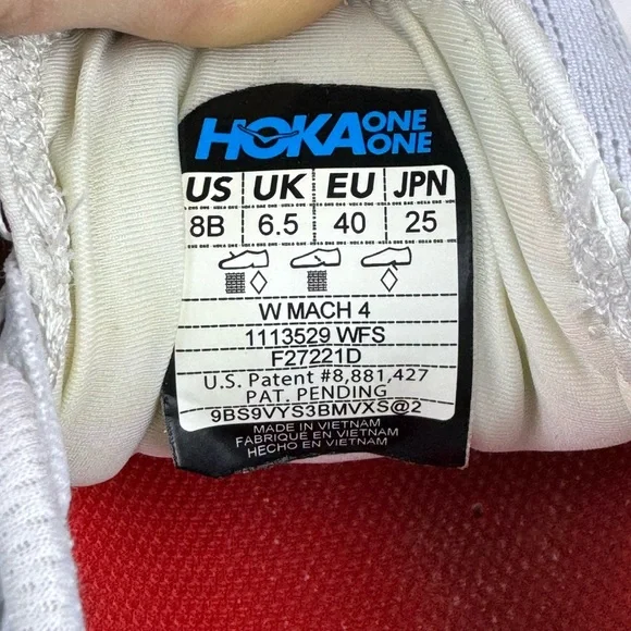 Hoka One One Mach 4 Women’s Size 8 B Running Sneakers Shoes 1113529 White Fiesta - Picture 15 of 15